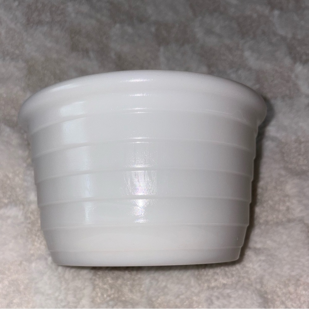 Vintage Ribbed Milk Glass Mixing Bowl • 5.5”